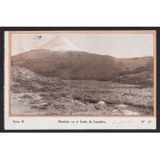 TIERRA DEL FUEGO TARJETA POSTAL DEL CAP POLONIO CON MATASELLO A BORDO DEL BARCO DE HSDG CON VISTA DE LAPATAIA PATAGONIA